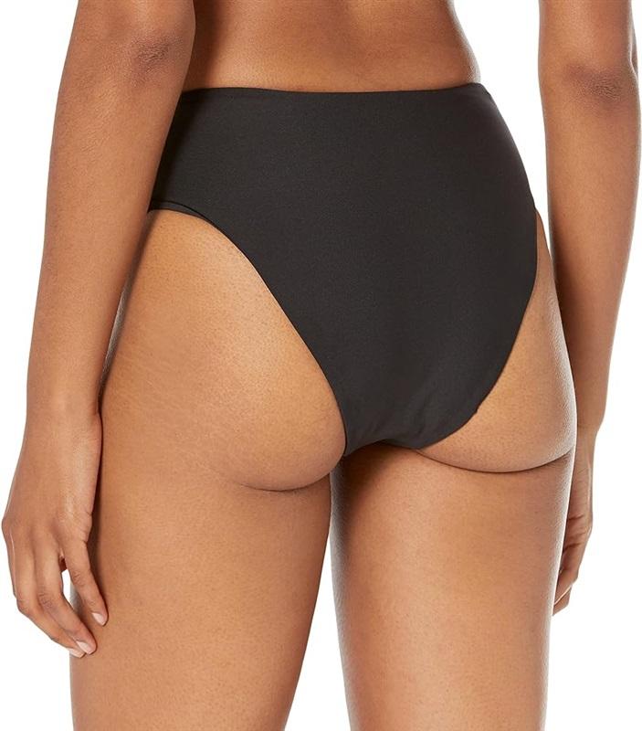 NWOT Volcom Simply Seamless 16W Black Solid Cheeky Bikini Swim Bottom #99279