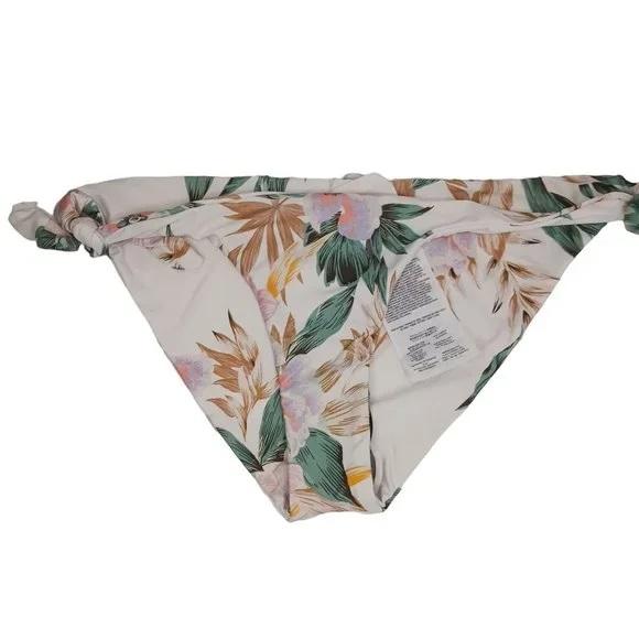 NWOT Volcom Tropical Seamless XL White Palm Side Tie Bikini Swim Bottom #99292