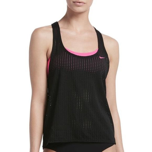 NWOT Nike M Sport Mesh Layered Tankini Black Pink 99294