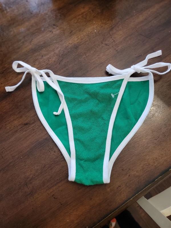 NWOT American Apparel M Green White Terry Cloth String Bikini 99303