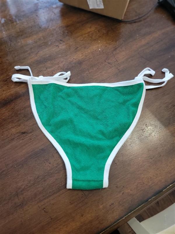 NWOT American Apparel L Green White Terry Cloth String Bikini 99304