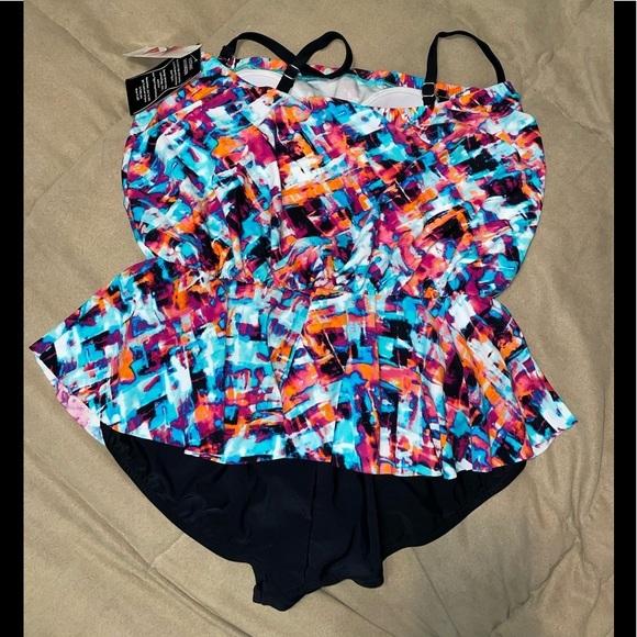 NWT Manhattan Beachwear 8 Bermuda Peplum 1PC Swimsuit 99317