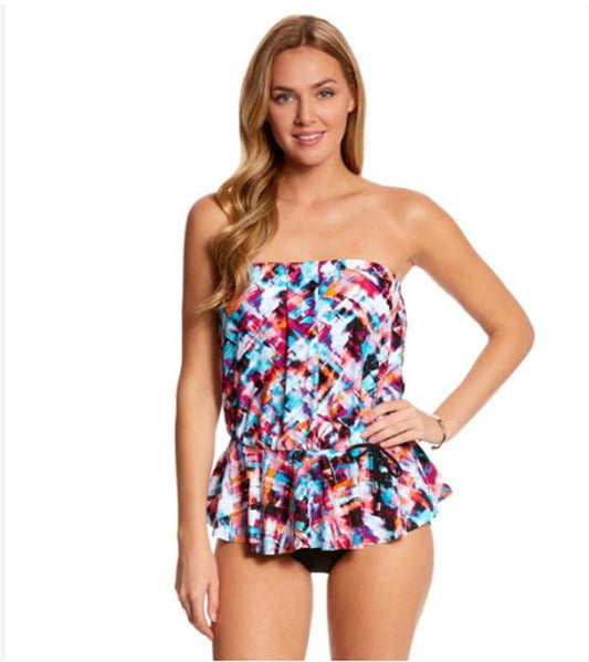 NWT Manhattan Beachwear 8 Bermuda Peplum 1PC Swimsuit 99317
