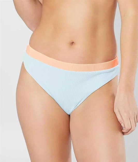 NWT Reef Sliced S Ribbed Color Block High-Waisted Bikini Swim Bottom #99327