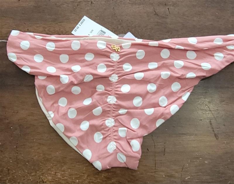 NWOT Pilyq Barcelona M Pink Polka Dot Ruched Cheeky Bikini Swim Bottom #99335