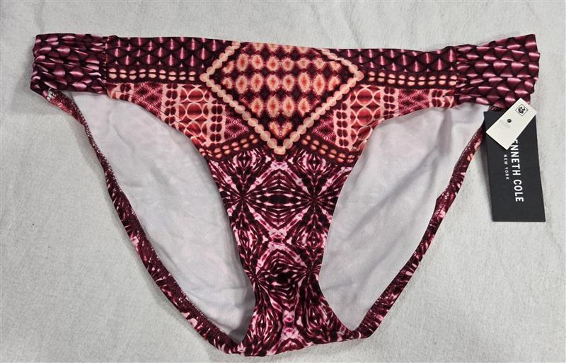 NWT Kenneth Cole Hidden Paradise S Red Tie Dye Bikini Swim Bottoms #99339