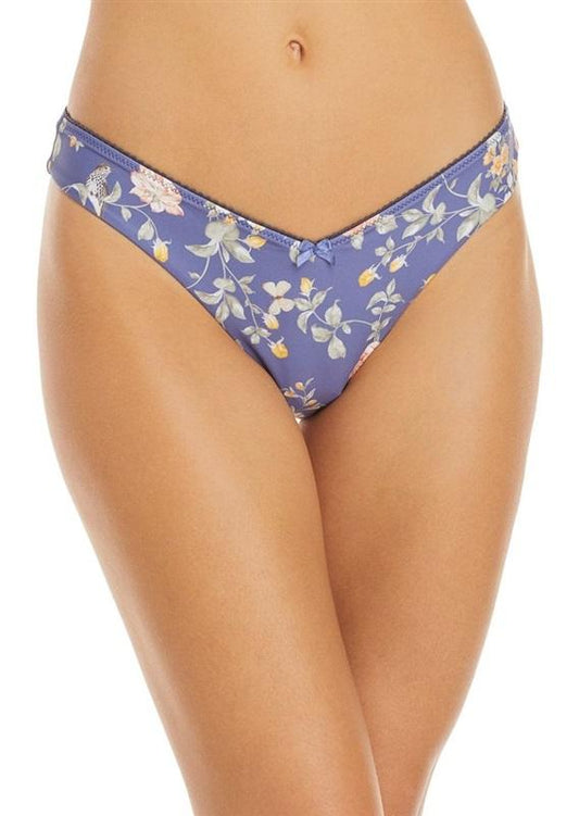 NWT We Wore What Picot Delilah L Blue Floral Cheeky Bikini Swim Bottom #99341