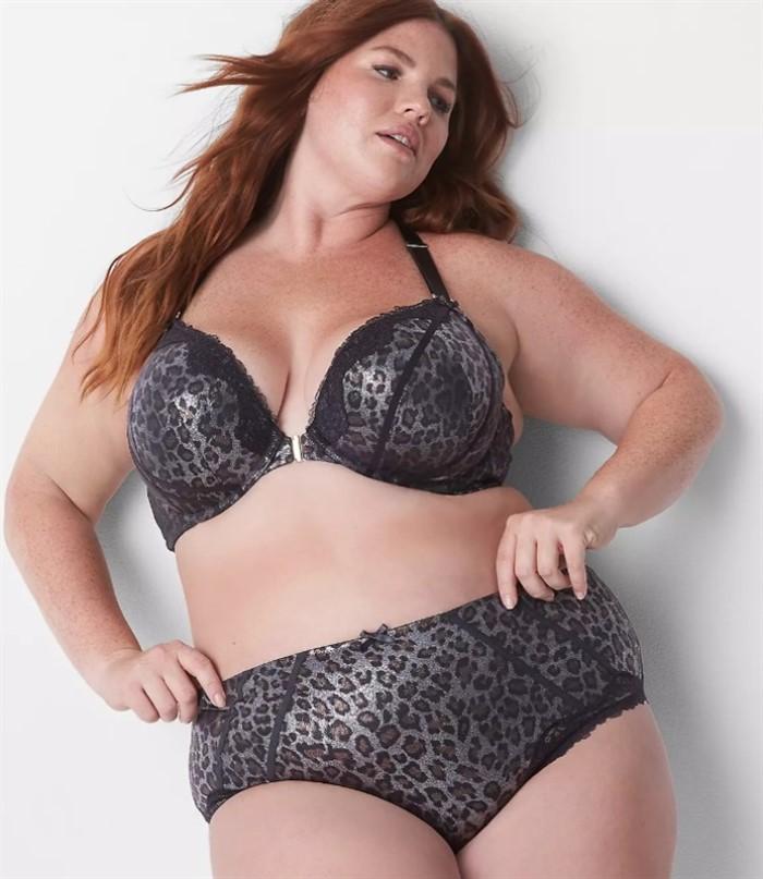 NWT Cacique 44D Front Clasp Boost Balconette Bra 6395 Black Leopard Foil #99343