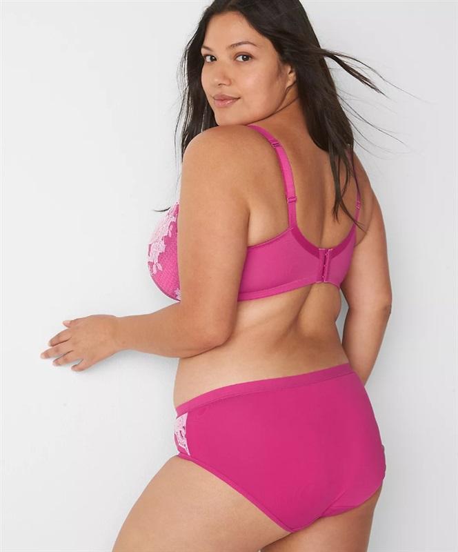 NWT Cacique 42C Smooth Balconette Lightly Lined Shine Lace Bra Hot Pink #99366