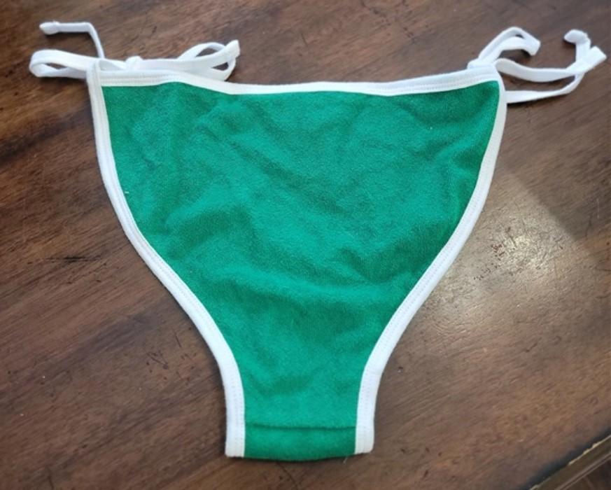 NEW American Apparel L Green White French Terry Cloth String Bikini Bottom 99397