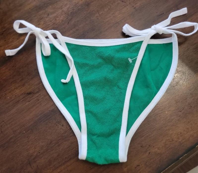 NEW American Apparel L Green White French Terry Cloth String Bikini Bottom 99397