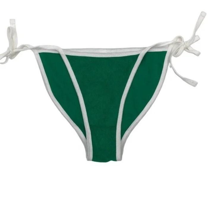 NEW American Apparel L Green White French Terry Cloth String Bikini Bottom 99397