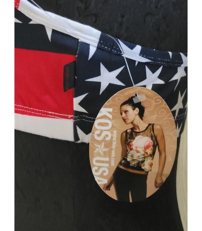 NWT Kos USA S Cross Back Dance Yoga Sports Bra 674 Stars & Stripes Flag #99300