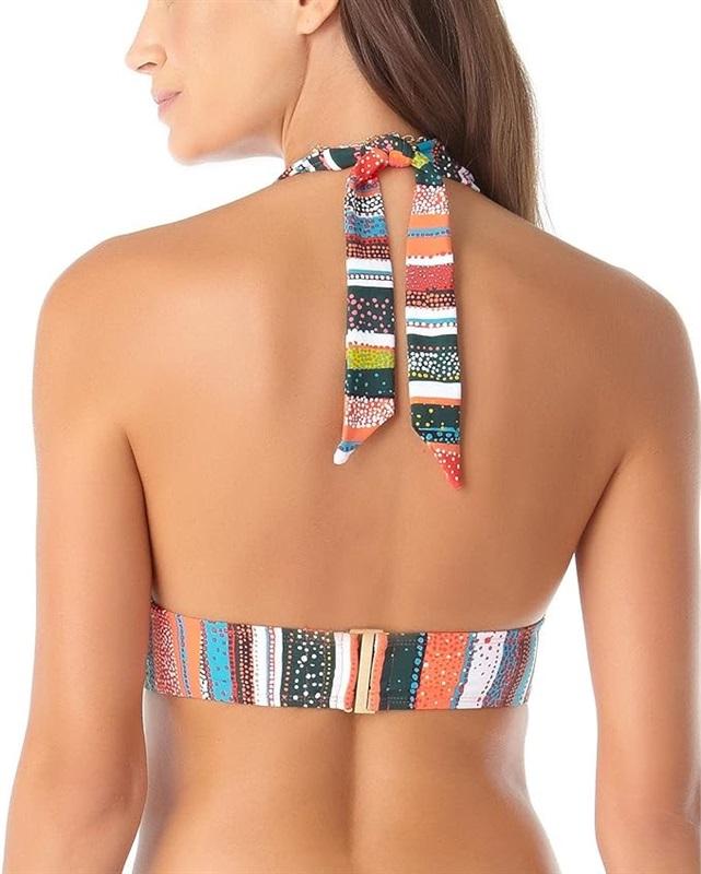 NWT Anne Cole Sand Striped XS Halter Triangle Bikini Swim Top #99414