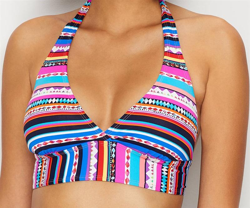 NWT Anne Cole Braid Striped M Halter Triangle Bikini Swim Top #99422