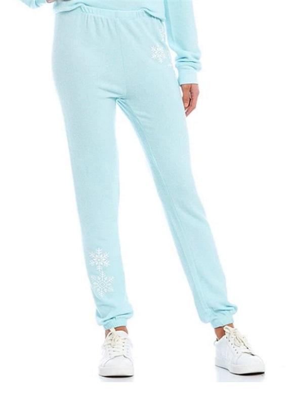 NWT Wildfox L Love at Frost Sight Blue Snowflake Pants 99449