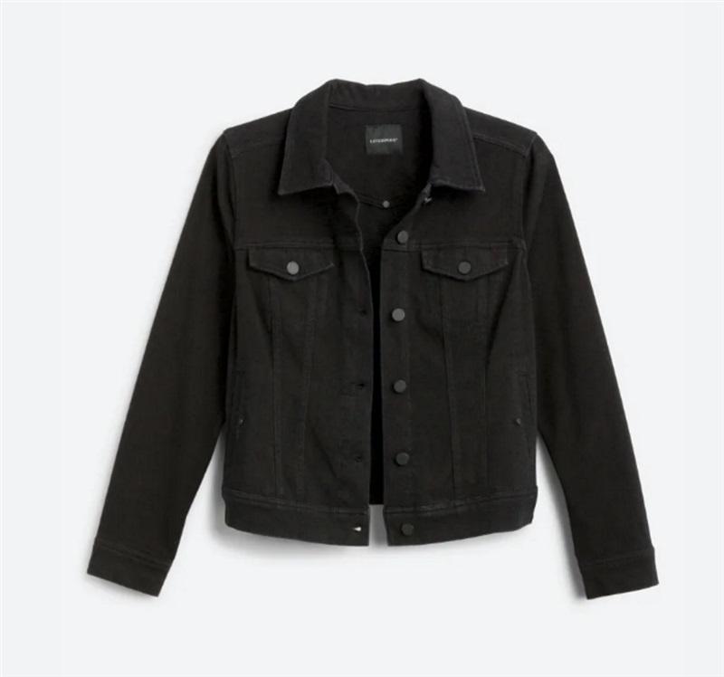 NWT Liverpool XL Kolten Denim Jean Jacket Black Stretch Dark Wash 99523