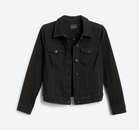 NWT Liverpool XL Kolten Denim Jean Jacket Black Stretch Dark Wash 99523