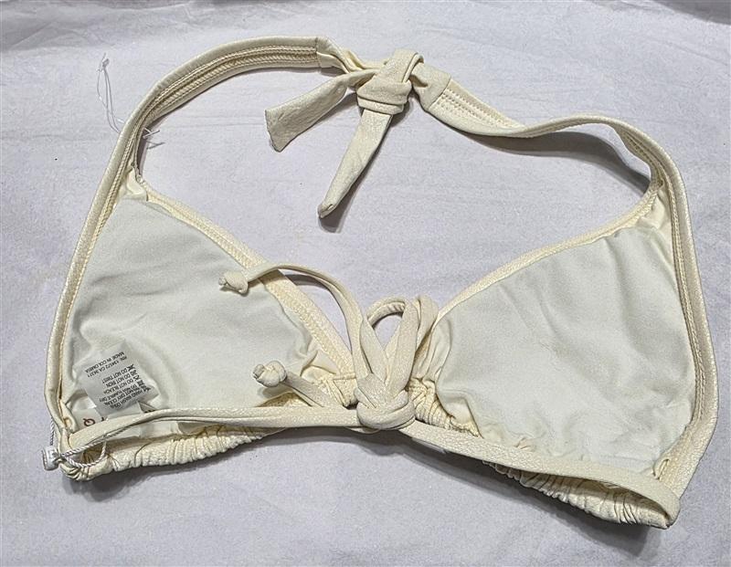 NWT PIlyq Keshi Pearl S Solid White Halter Triangle Bikini Swim Top #99545