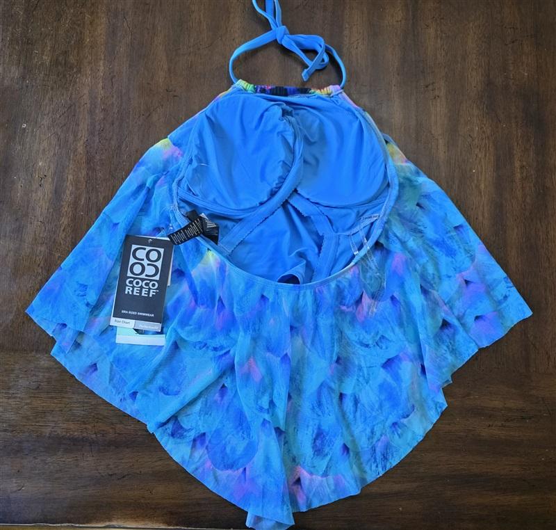 NWT Coco Reef Silent Bloom 34C Blue Layered Underwired Tankini Swim Top #99553