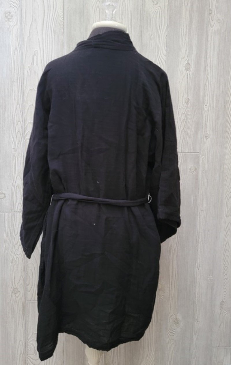 NWT Calme XL Double Gauze Belted Kimono Robe Black 99590