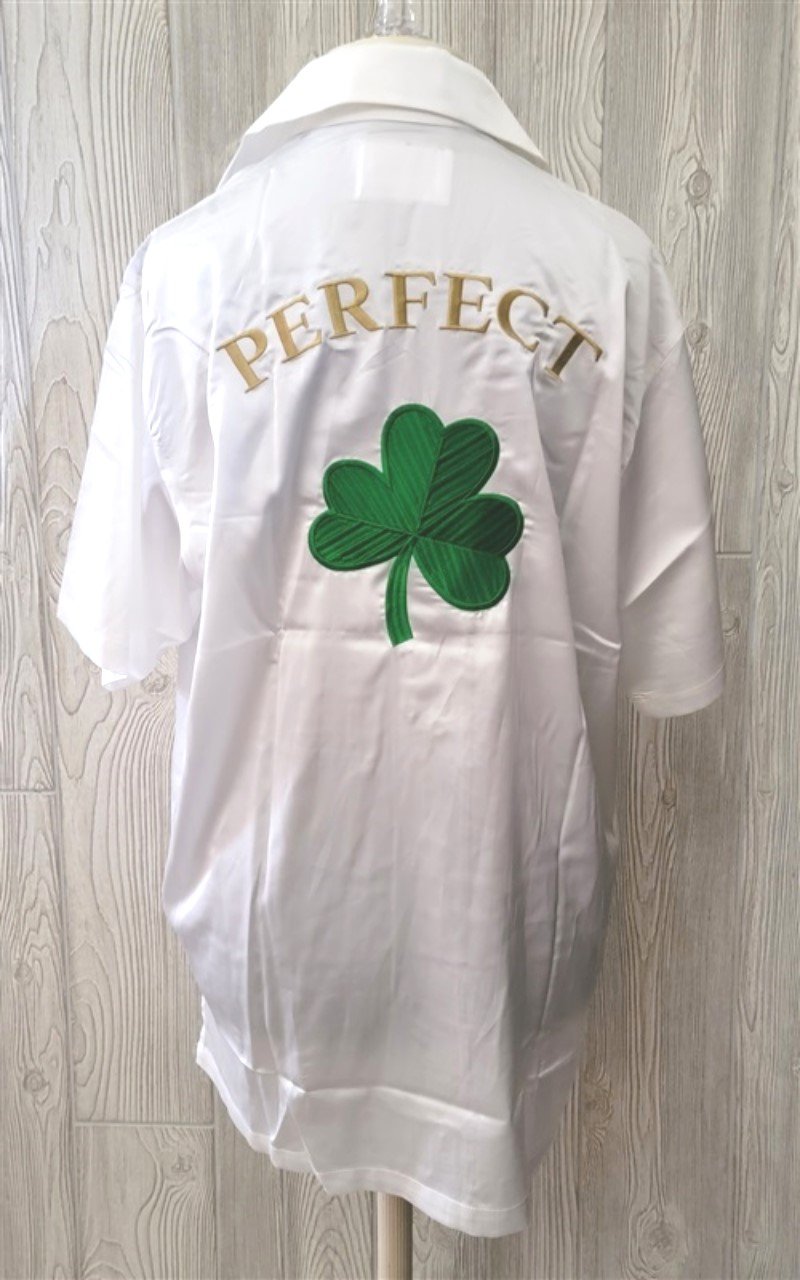 NWT EPTM XL The Perfect Example Shamrock Silk Shirt 99591