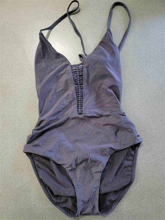 NWOT PilyQ S Victoria Lace Cruise Wear Black 1PC Lace up Swimsuit 99593