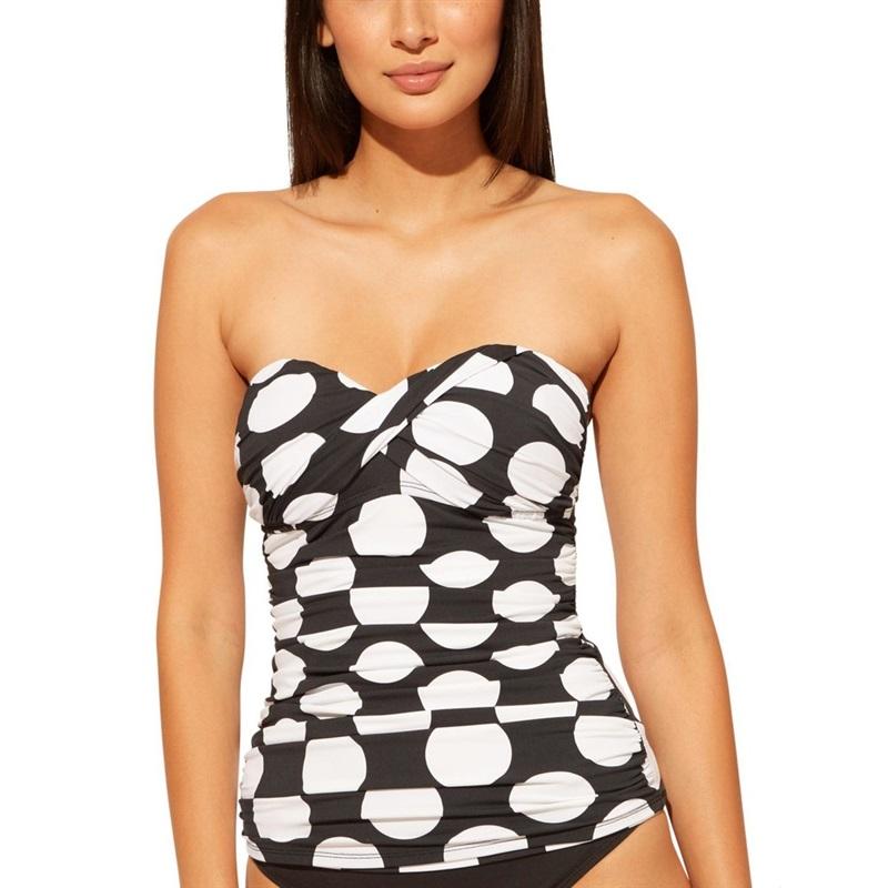 NWT Bleu Rod Beattie Polka Twist SZ 6 Strapless Bandeau Tankini Swim Top #99647