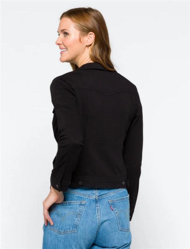 NWT Liverpool M Kolten Denim Jean Jacket Black Stretch Dark Wash 99656