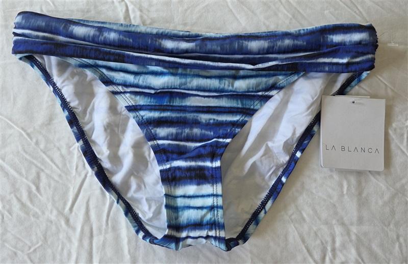 NWT La Blanca Serene Stripe SZ 6 Blue Tie-Dye Banded Bikini Swim Bottom #99668