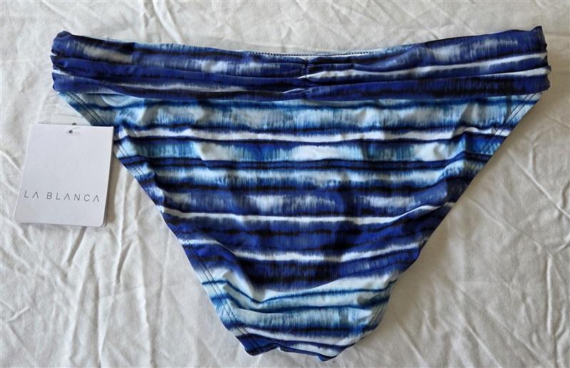 NWT La Blanca Serene Stripe SZ 6 Blue Tie-Dye Banded Bikini Swim Bottom #99668