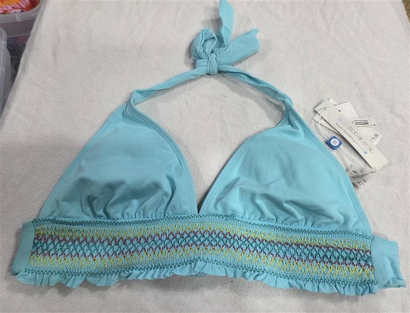 NWT Bleu Rod Beattie Rouge SZ 14 Solid Banded Halter Triangle Bikini Top #99682