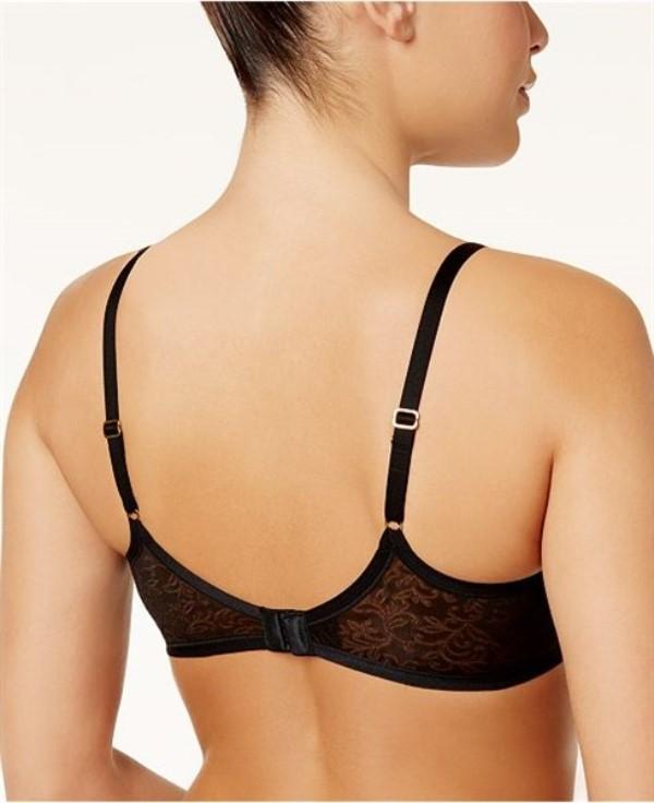 NWT Natori 32D Sheer Jacquard Full Fit Contour Underwire Bra 136059 Black #99690