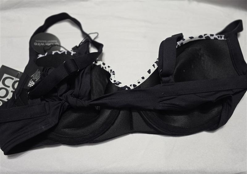 NWT Coco Reef Cast Black 32/34C Animal Print Underwired Bikini Swim Top #99708