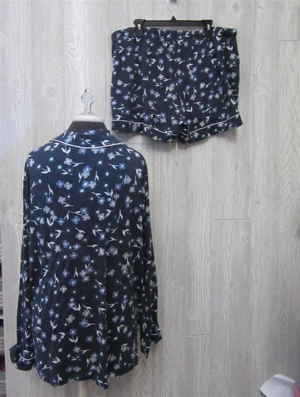 NWT Cosabella 1X Bella Long Sleeve Top & Boxer Shorts Pajama Set Blue 99712