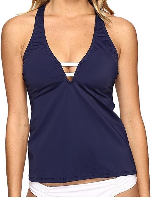 NWT Nautica Soho XXS Solid Plunge Racerback Tankini Swim Top #99757
