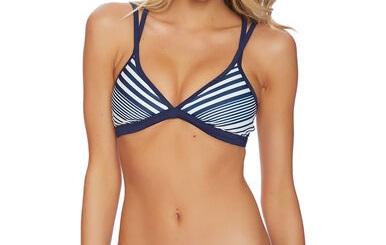 NWT Nautica Seabrook XS Striped Double Strap Triangle Bikini Swim Top #99764