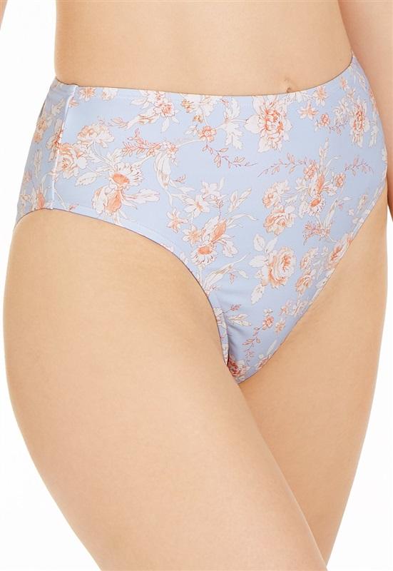 NWT We Wore What Halogen S Blue Floral High-Waisted Bikini Swim Bottom #99765