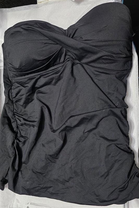 NWT Anne Cole Live In Color S Black Twist Front Bandeau Tankini Swim Top #99771