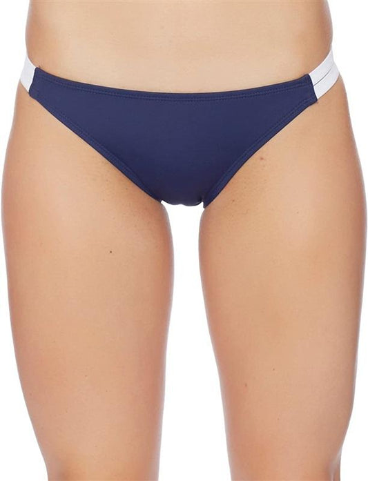 NWT Nautica Soho L Solid Navy Double Strap Cheeky Bikini Swim Bottom #99772