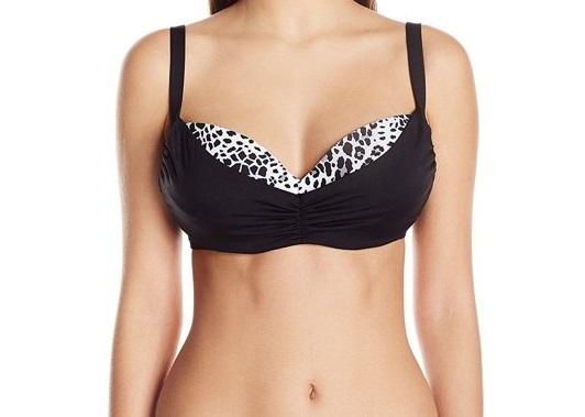 NWT Coco Reef Cast Black 32/34D Animal Print Underwired Bikini Swim Top #99773