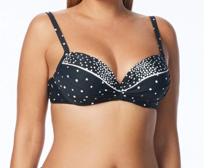 NWT Coco Reef Cast Black 32/34E Spotted Underwired Bikini Swim Top #99780