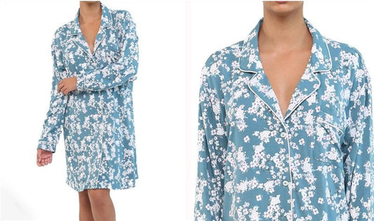 NWT Papinelle M ISABELLE DEEP TEAL MODAL LONG SLEEVE NIGHTSHIRT 99822