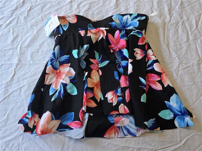 NWT Swim Solutions 12 Fly Away Floral Twist Bandeau Tankini Swim Top 99830