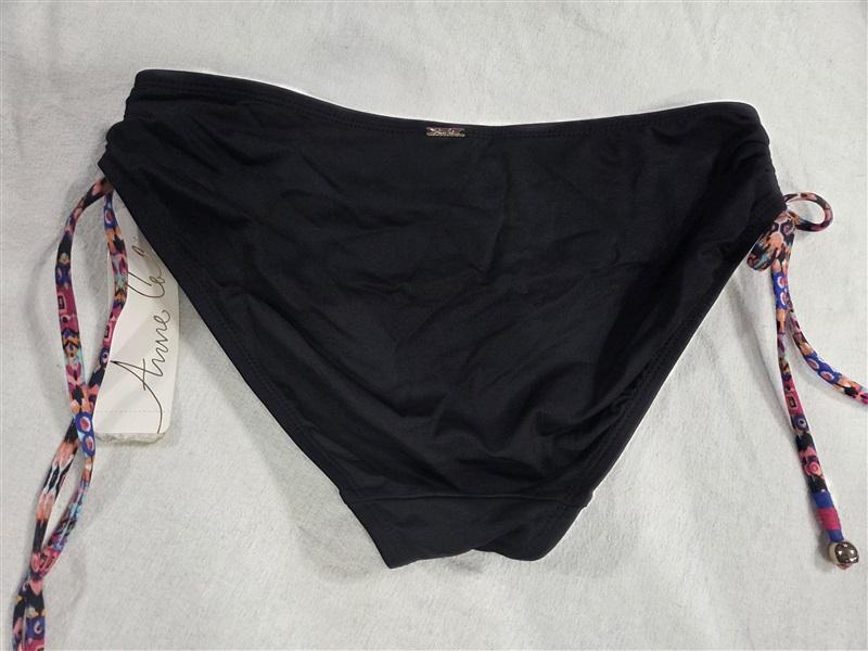 NWT Anne Cole Stevie Stripe M Solid Side-Tie Cheeky Bikini Swim Bottom #99923