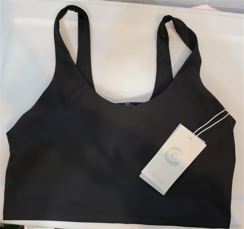 NWT Calme M Endure Sports Yoga Bra Cropped Tank Top Black 99934
