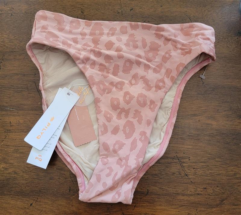 NWT Pilyq Pink Leopard S Animal Print High-Waisted Bikini Swim Bottom #99961