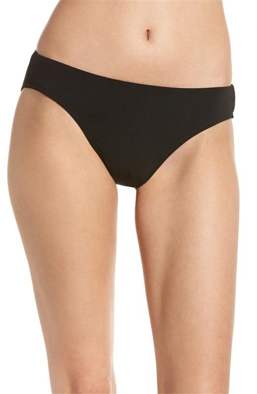 NWT Robin Piccone Avery L Solid Black Cheeky Bikini Swim Bottom #99964