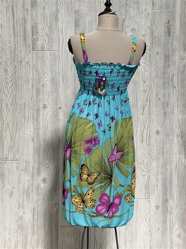 NWT Summer Butterflies Aqua Gathered Bust Stretch Midi Dress Sundress XL #12