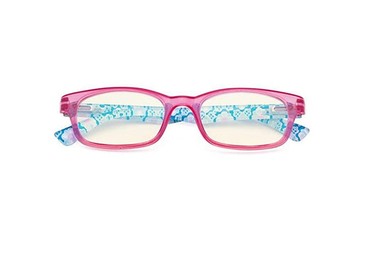 NWT CessBlue Pink Rectangle Blue Light Nerd Readers Glasses 86863